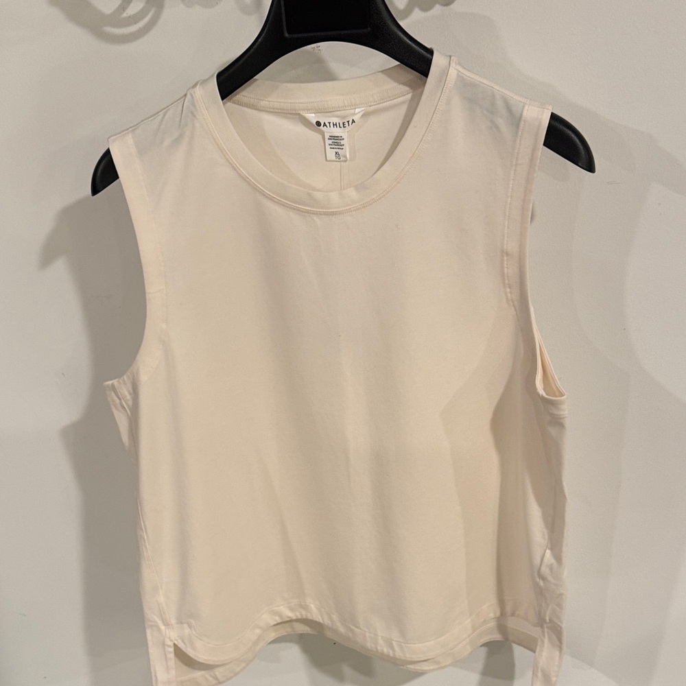 Athleta Women's Sleeveless Crewneck Muscle Tee in Soft Cream
